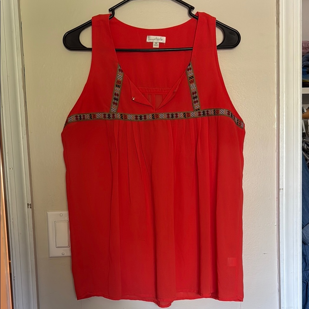 Women's Orange-Red Sleeveless Top